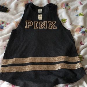 VS PINK dark grey with sequins tank top